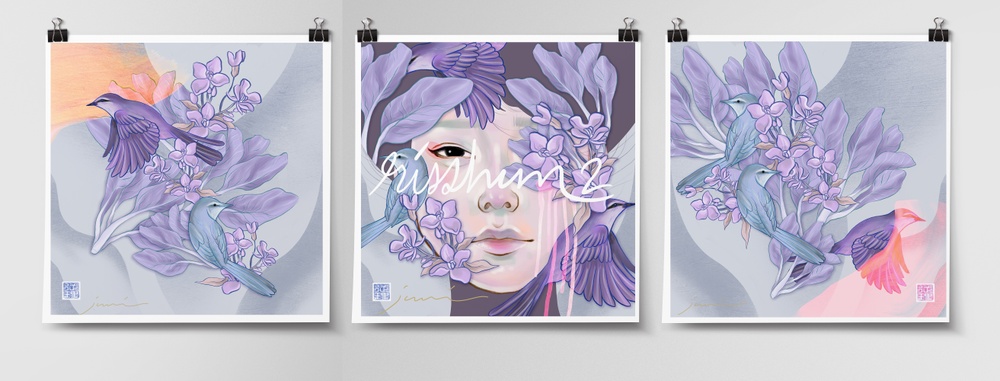 Risshun 2 | Signed JUURI Lavender 3 Print Set