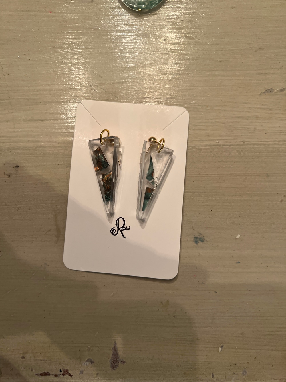 recycled glass triangle earrings