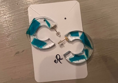 Blue recycled glass in resin hoops