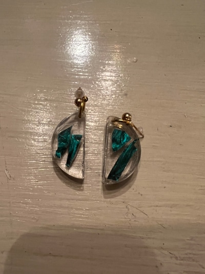 Glass half moon earrings