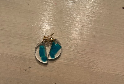 blue half moon glass earrings